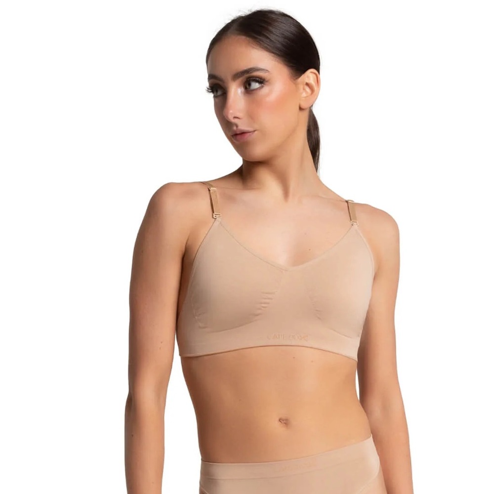 Capezio Seamless Clear Back Bra in Nude